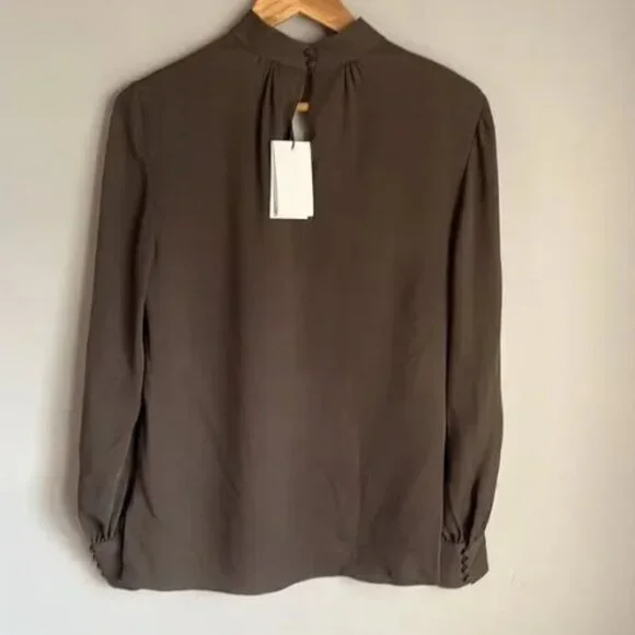 NWT Theory Women's Silk Neck Band Blouse Size S - Picture 3 of 9